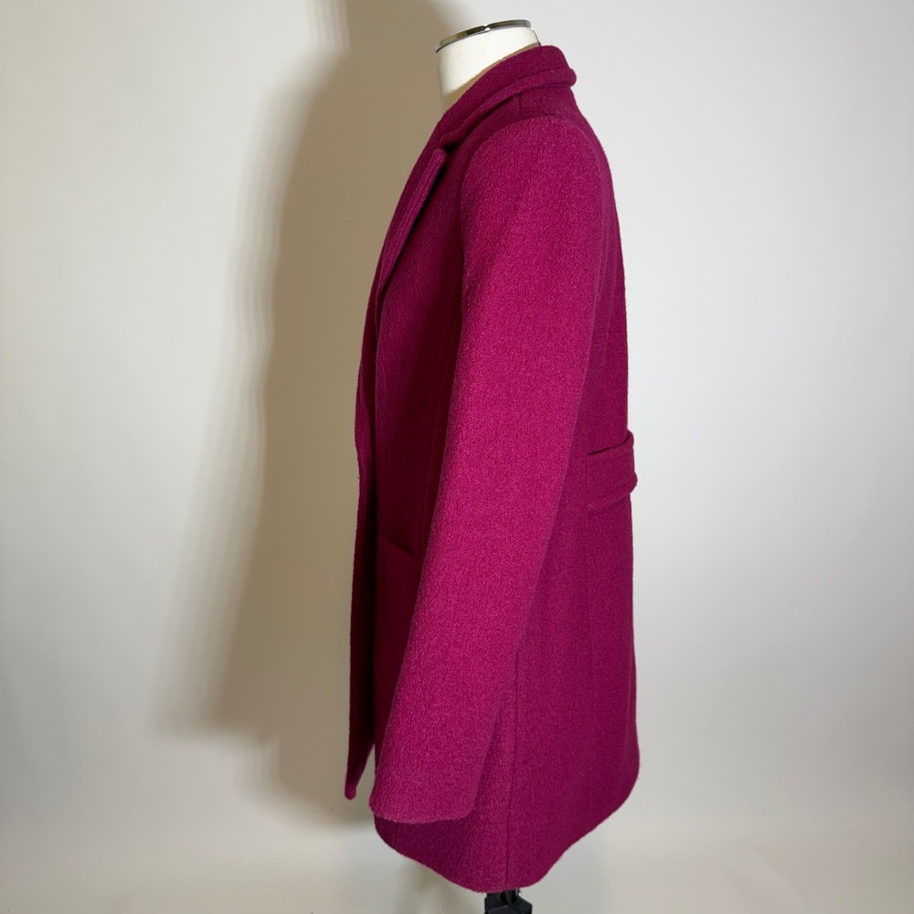 Talbots Magenta Wool Blend Double Breasted Pea Coat Boucle Womens Petite Size 8P - Picture 3 of 12